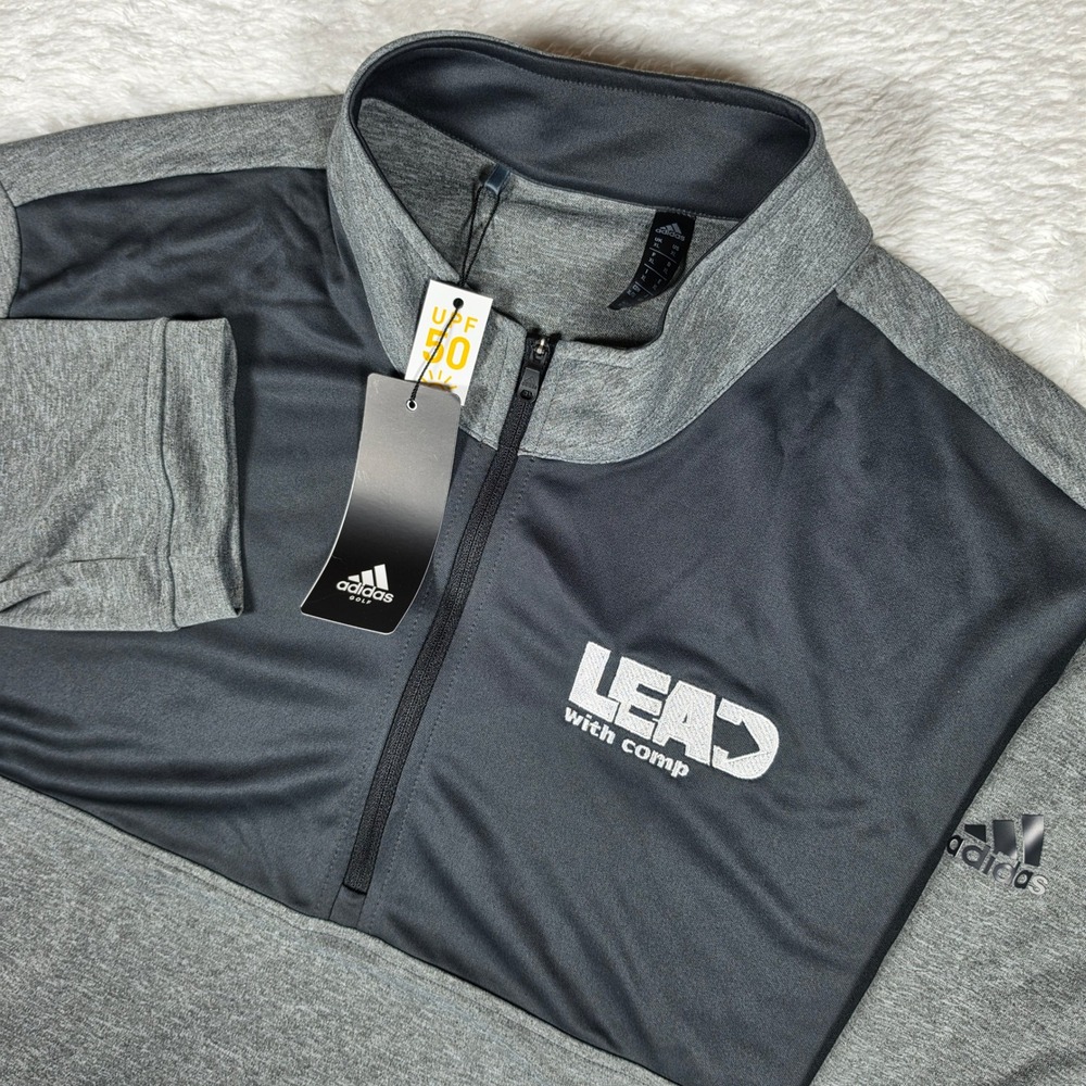 NEW Adidas A280 M UPF QZ Mens XL Black Heather Carbon 1/4 Zip Sweatshirt DY0614